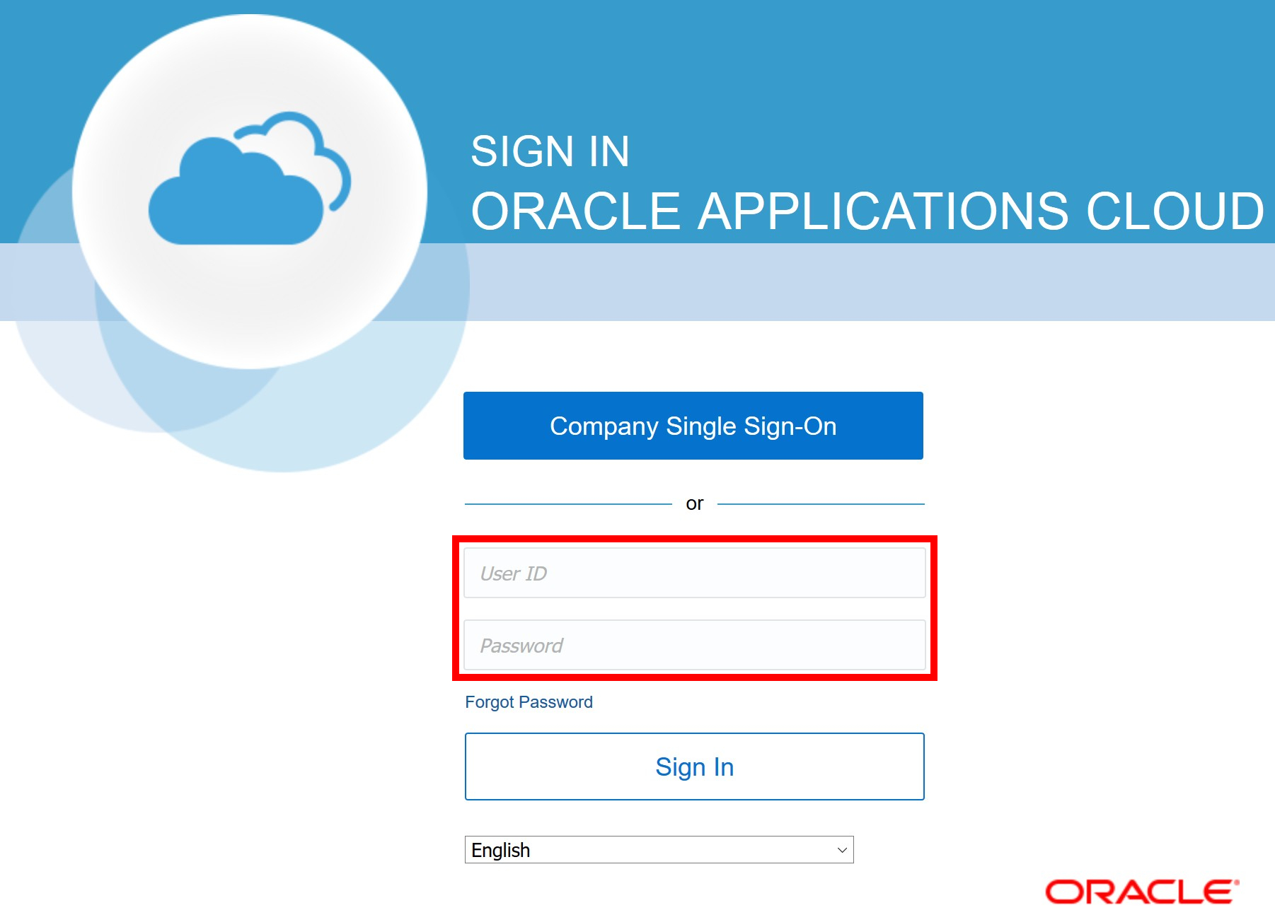 Login Password - Simplified Loader Excel for Oracle Fusion Cloud ERP